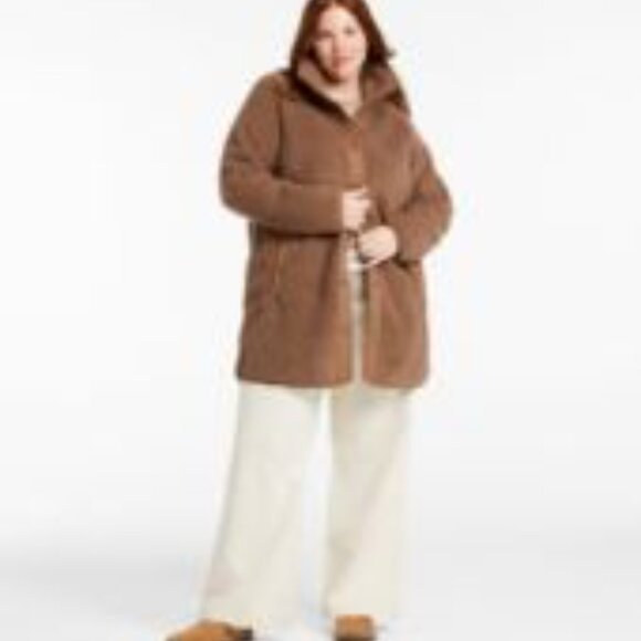 Women's LL Bean Sherpa Fleece Coat - Hazelnut, Size 1X, NEW with Tags! - Picture 3 of 8